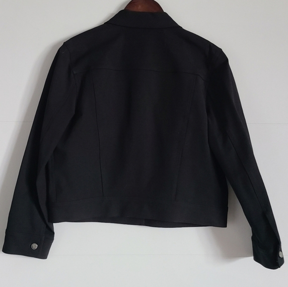 Theory Cropped Denim Jacket, Size Large, Black, NWT - Picture 9 of 14